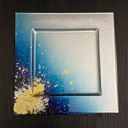 Square lim plate・Gradation blue Gold leaf